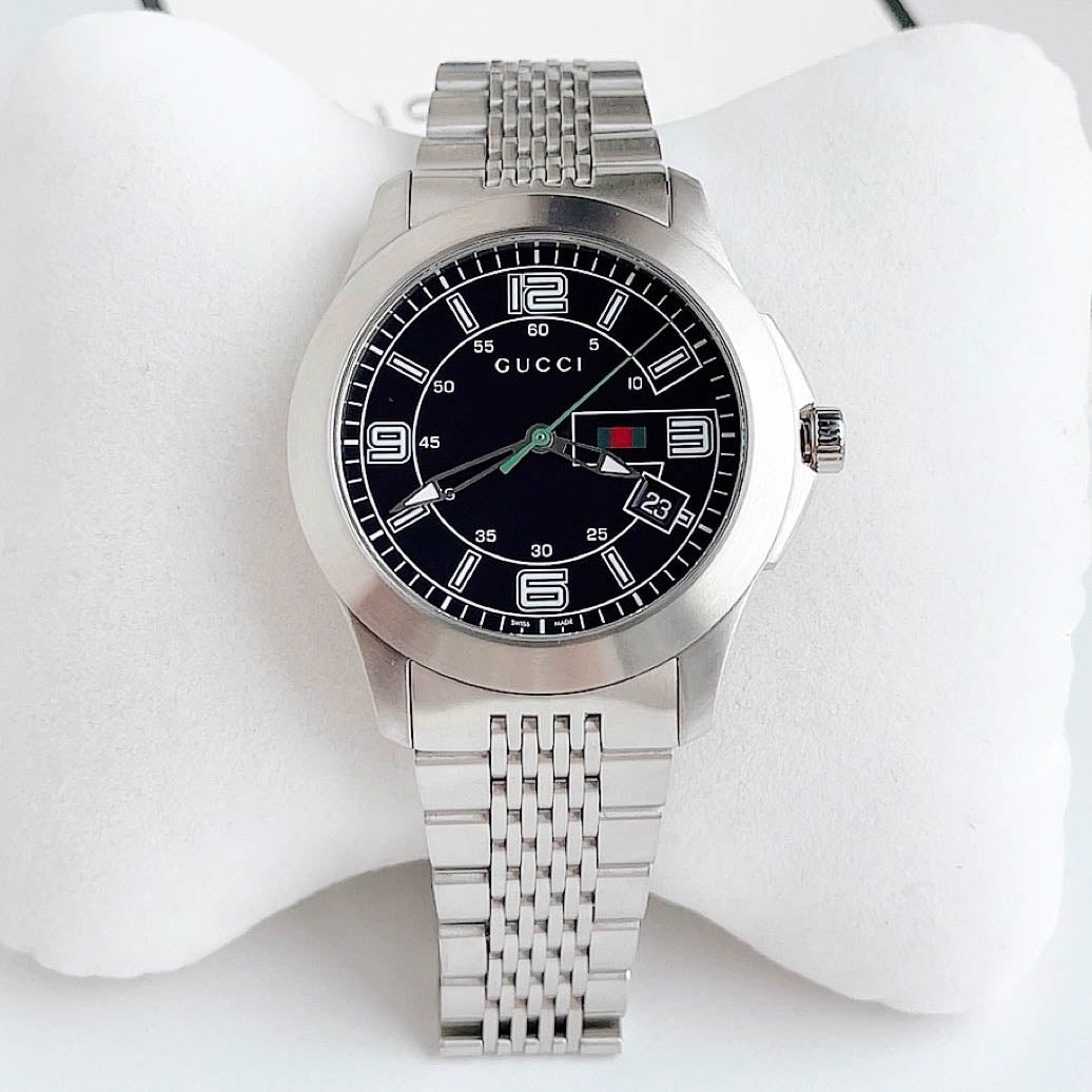 Shop Authentic Gucci G Timeless Black Dial Silver Steel Strap Watch For Men - YA126201 - Luxxuri