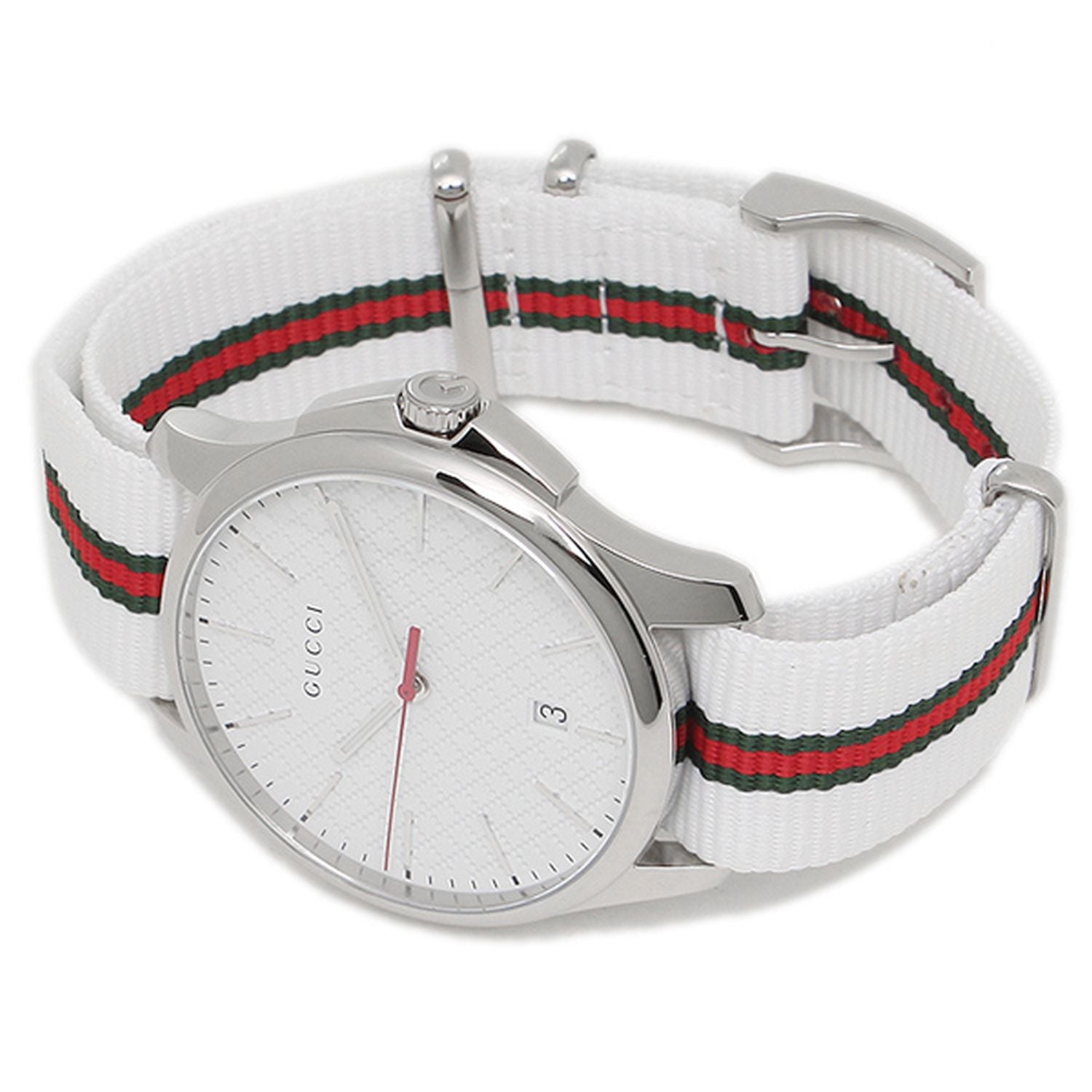 Shop Authentic Gucci G Timeless Quartz White DIal White NATO Strap Watch For Men - YA126322 - Luxxuri