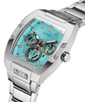 Shop Authentic Guess Phoenix Multi Function Aqua Blue Dial Silver Steel Strap Watch for Men - GW0456G4 - Luxxuri