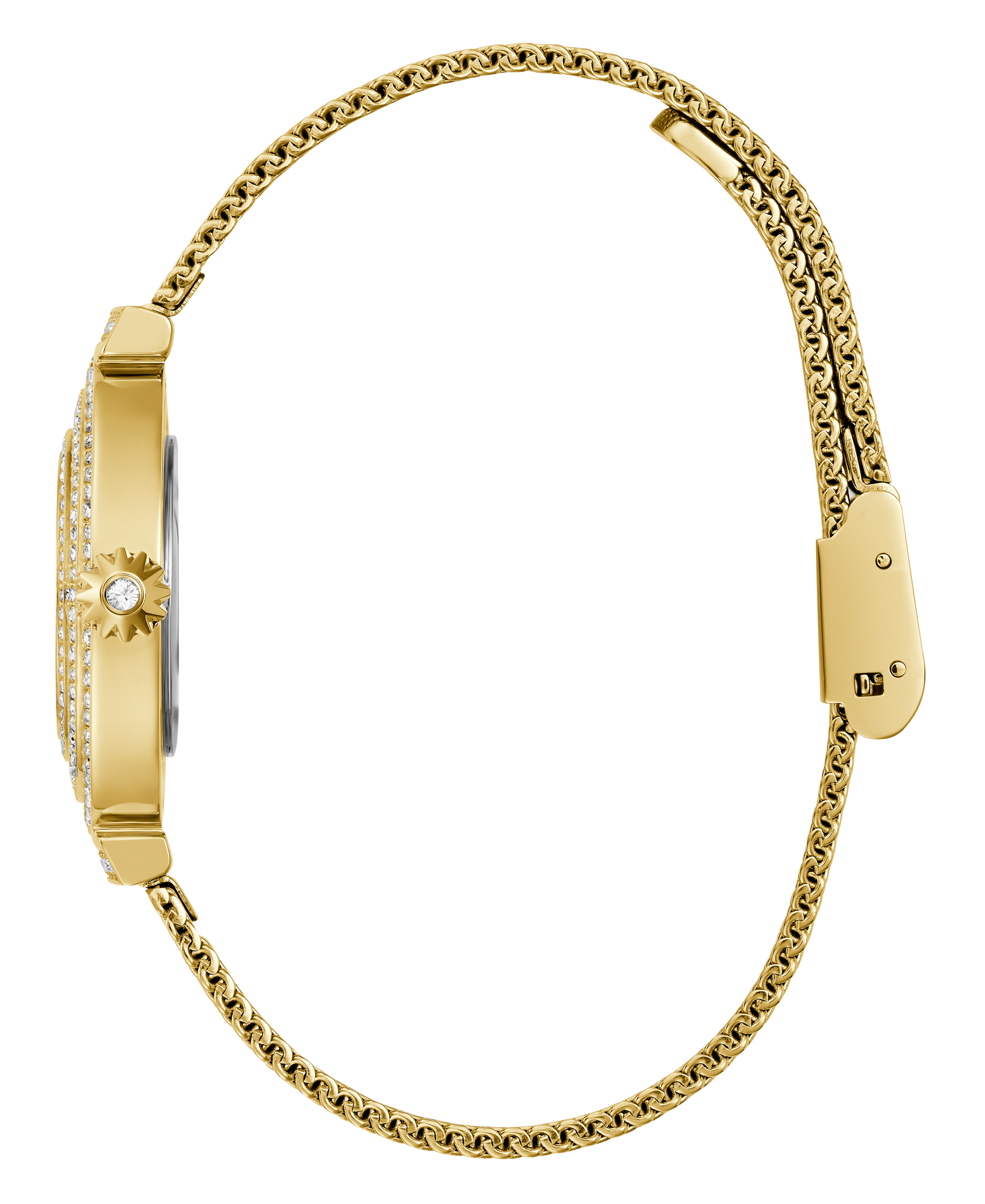 Guess Dream Quartz Gold Dial Gold Mesh Strap Watch For Women - GW0550L2