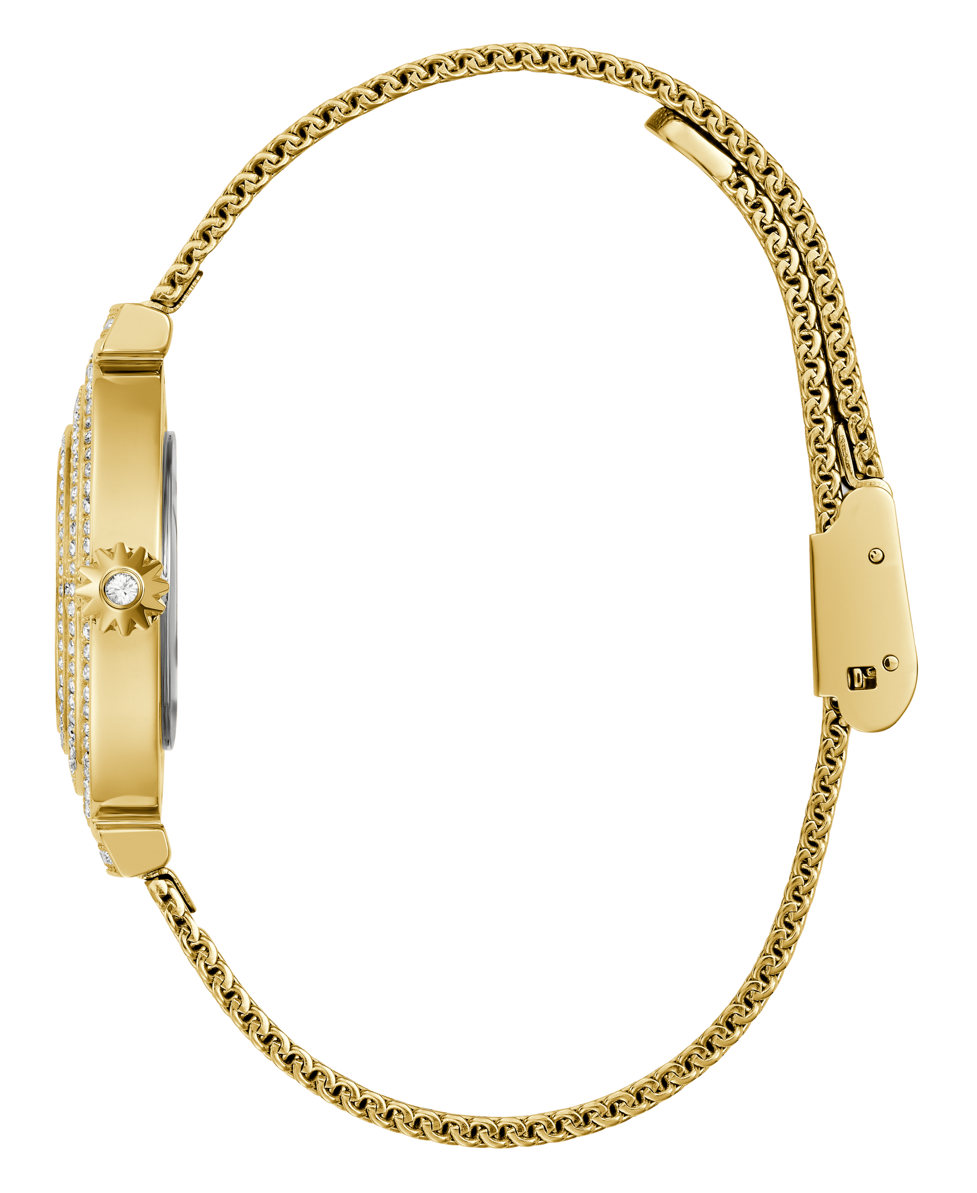 Guess Dream Quartz Gold Dial Gold Mesh Strap Watch For Women - GW0550L2
