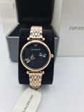 Shop Authentic Emporio Armani Gianni T Bar Black Dial Rose Gold Steel Strap Watch For Women - AR11206 - Luxxuri