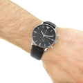 Shop Authentic Emporio Armani Gianni Chronograph Black Dial Black Leather Strap Watch For Men - AR0397 - Luxxuri