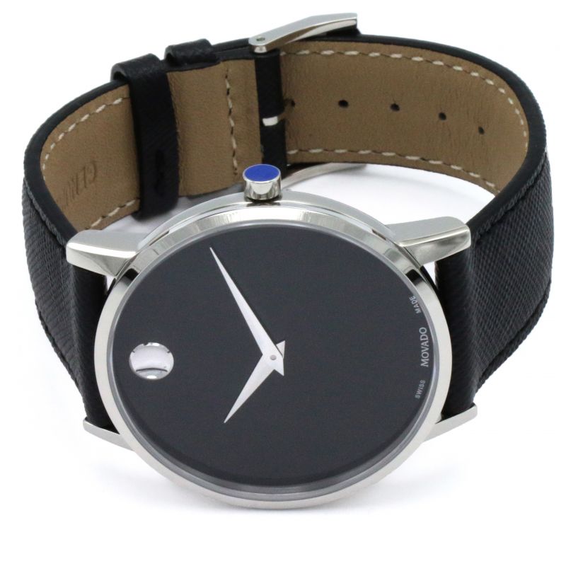 Shop Authentic Movado Museum Classic Black Dial Black Leather Strap Watch for Men - 0607194 - Luxxuri