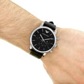 Shop Authentic Emporio Armani Luigi Chronograph Black Dial Black Leather Watch For Men - AR1828 - Luxxuri