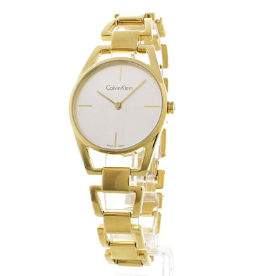 Shop Authentic Calvin Klein Dainty White Dial Gold Steel Strap Watch for Women - K7L23546 - Luxxuri