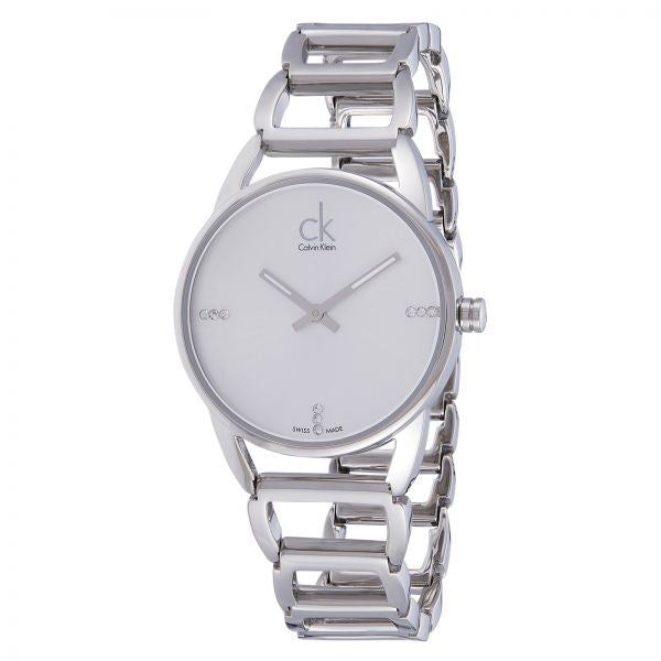 Shop Authentic Calvin Klein Stately Silver Dial Silver Steel Strap Watch for Women - K3G2312W - Luxxuri