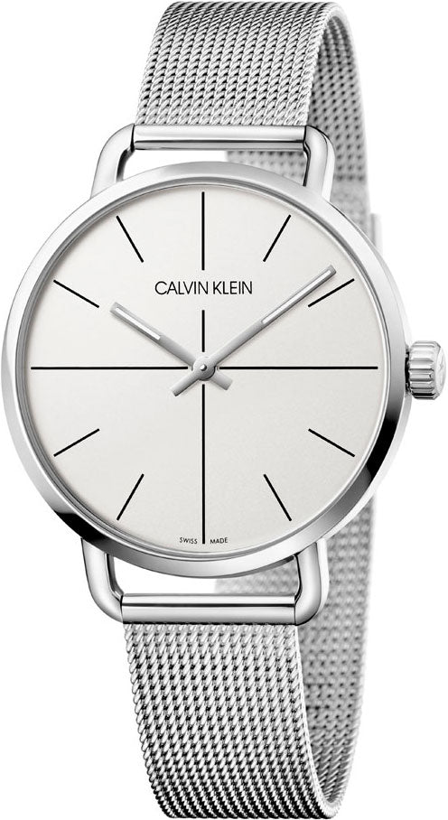 Shop Authentic Calvin Klein Even White Dial Silver Mesh Bracelet Watch for Women - K7B23126 - Luxxuri