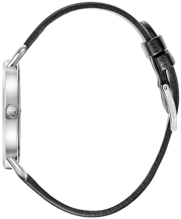 Shop Authentic Calvin Klein Even Silver Dial Black Leather Strap Watch for Men - K7B211CY - Luxxuri