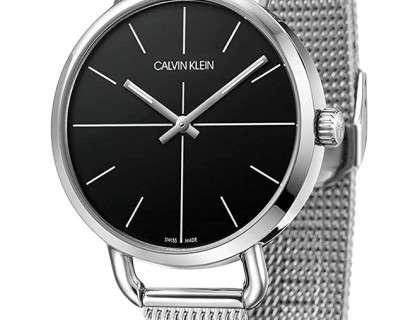 Shop Authentic Calvin Klein Even Black Dial Silver Mesh Bracelet Watch for Women - K7B23121 - Luxxuri