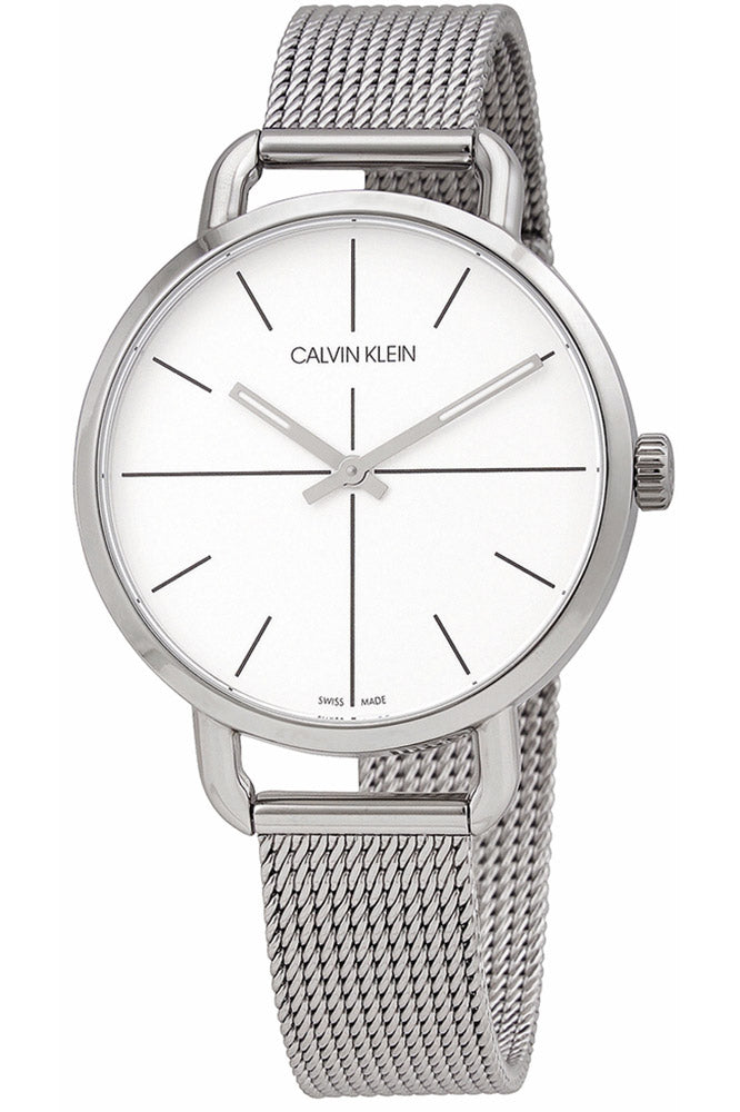 Shop Authentic Calvin Klein Even White Dial Silver Mesh Bracelet Watch for Women - K7B23126 - Luxxuri
