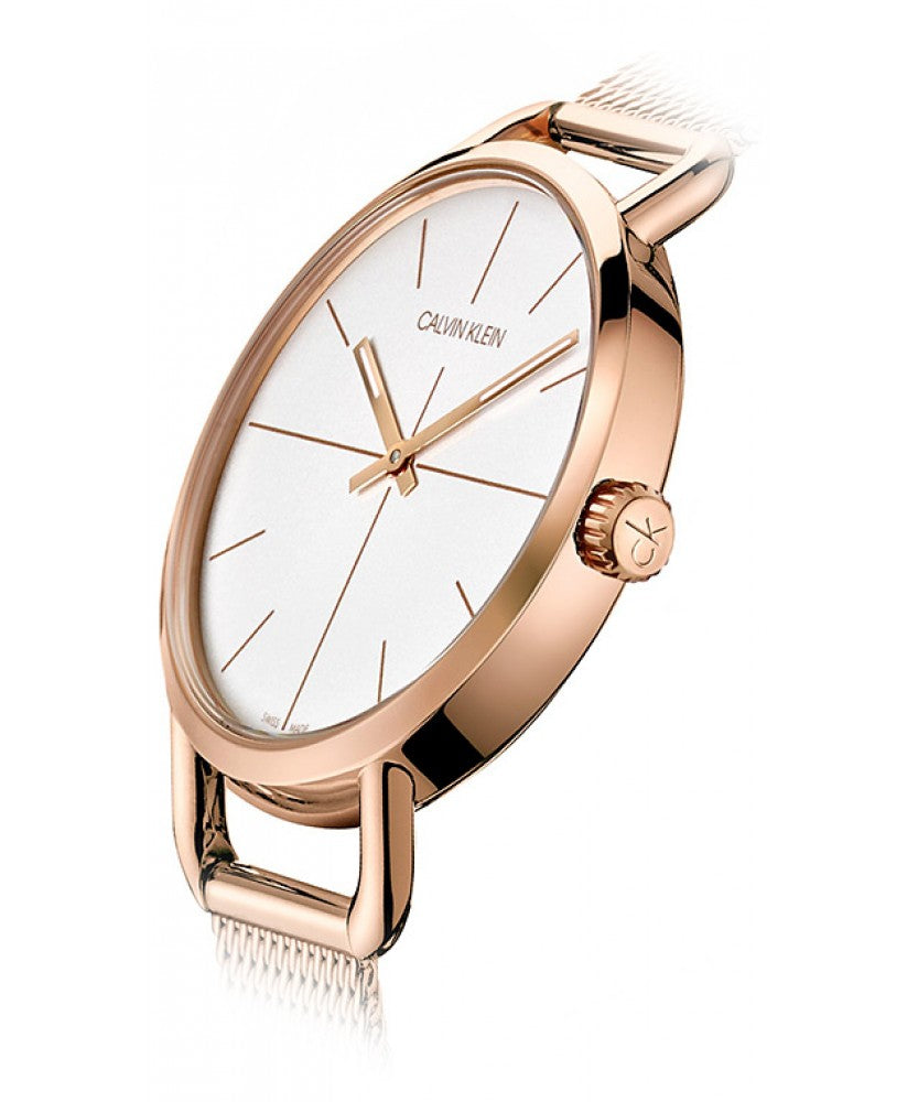 Shop Authentic Calvin Klein Even White Dial Rose Gold Mesh Bracelet Watch for Women - K7B23626 - Luxxuri