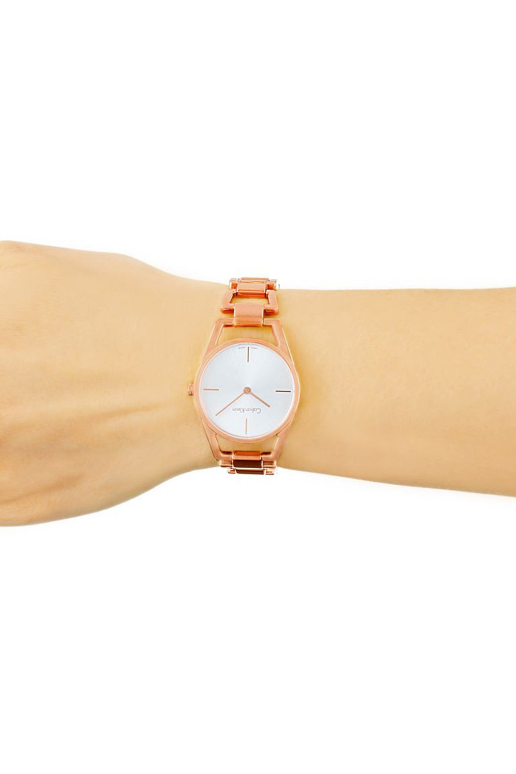 Shop Authentic Calvin Klein Dainty White Dial Rose Gold Steel Strap Watch for Women - K7L23646 - Luxxuri