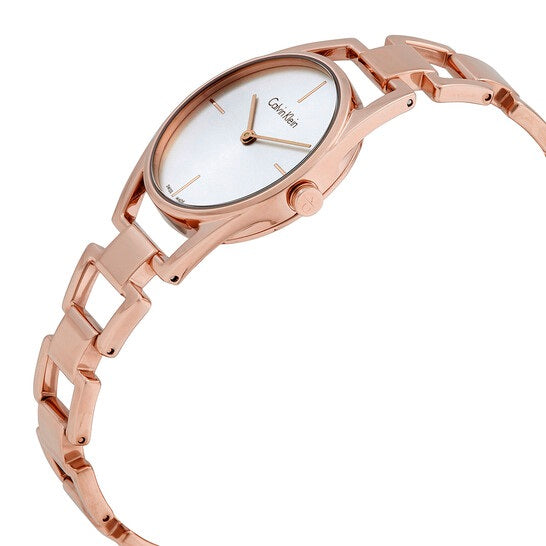 Shop Authentic Calvin Klein Dainty White Dial Rose Gold Steel Strap Watch for Women - K7L23646 - Luxxuri