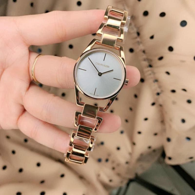 Shop Authentic Calvin Klein Dainty White Dial Rose Gold Steel Strap Watch for Women - K7L23646 - Luxxuri