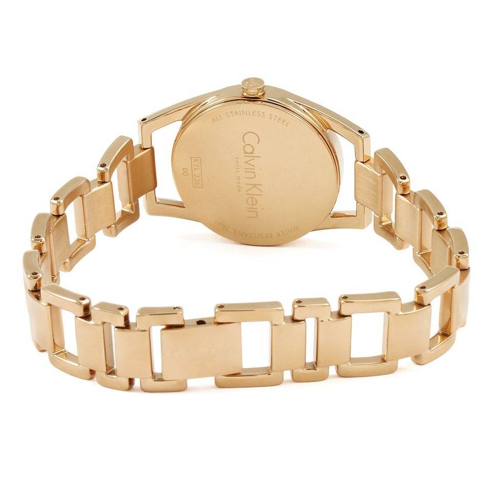 Shop Authentic Calvin Klein Dainty White Dial Rose Gold Steel Strap Watch for Women - K7L23646 - Luxxuri