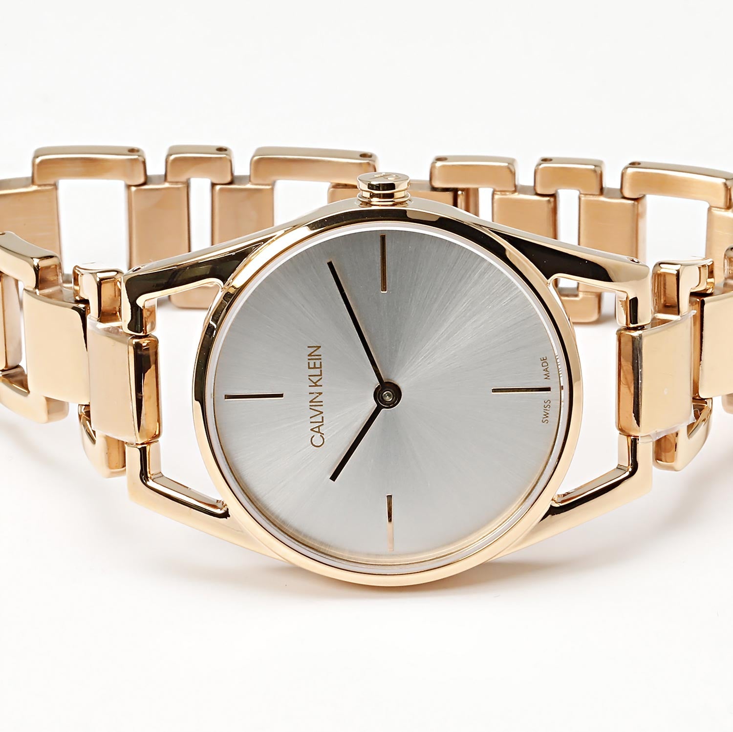 Shop Authentic Calvin Klein Dainty White Dial Rose Gold Steel Strap Watch for Women - K7L23646 - Luxxuri
