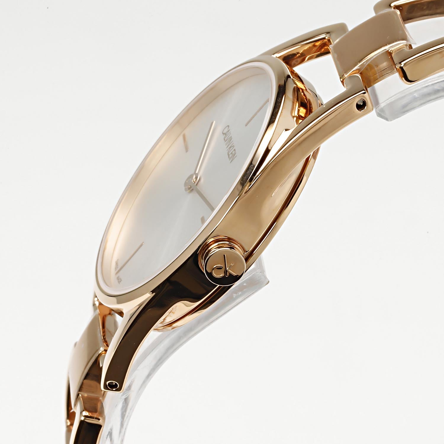 Shop Authentic Calvin Klein Dainty White Dial Rose Gold Steel Strap Watch for Women - K7L23646 - Luxxuri