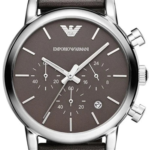 Shop Authentic Emporio Armani Classic Chronograph Brown Dial Brown Leather Strap Watch For Men - AR1734 - Luxxuri