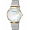 Shop Authentic Emporio Armani Gianni T Bar Mother of Pearl Dial Silver Mesh Bracelet Watch For Women - AR2068 - Luxxuri