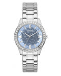 Shop Authentic Guess Glitter Burst Diamonds Blue Dial Silver Steel Strap Watch for Women - GW0405L1 - Luxxuri