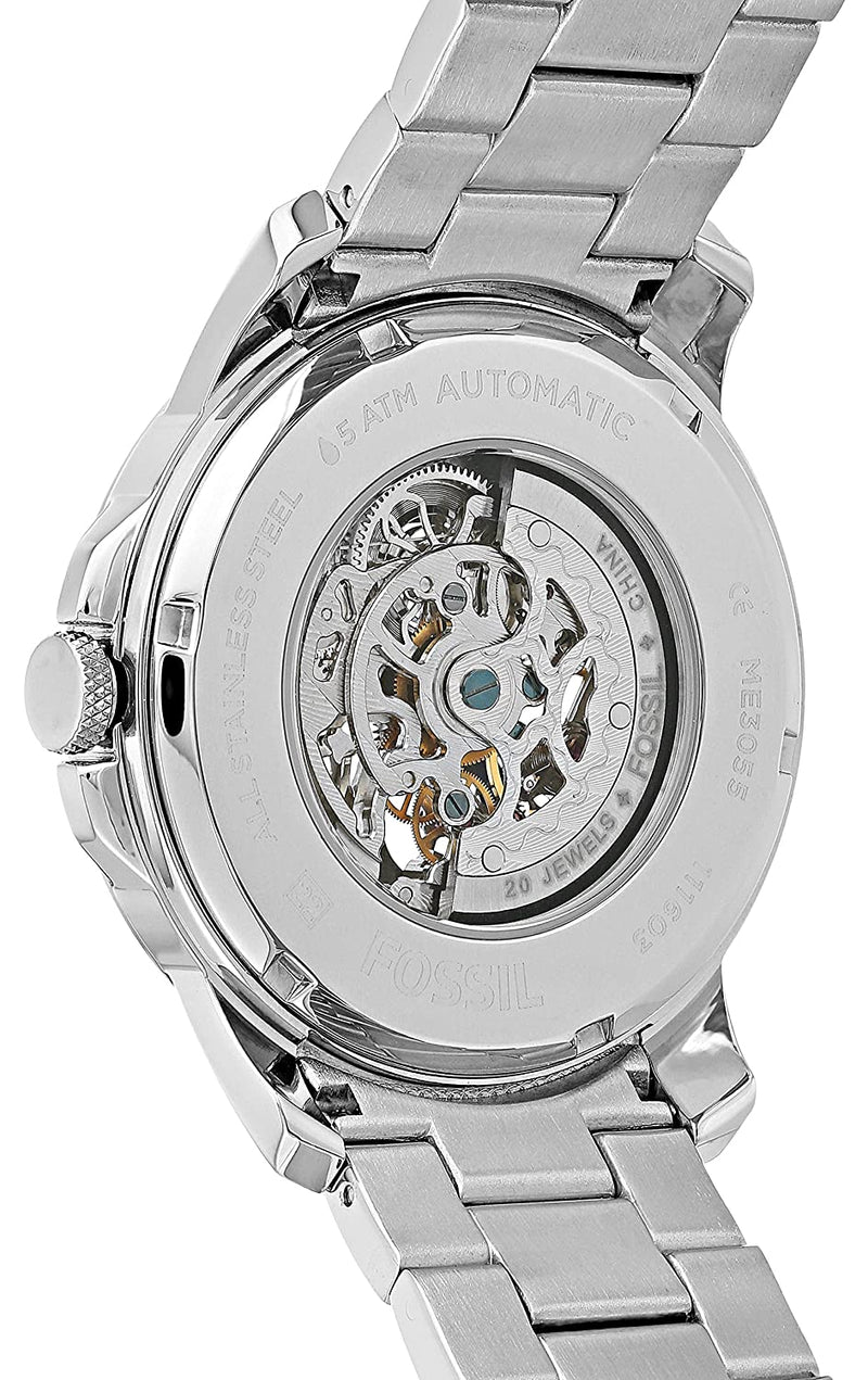 Fossil Townsman Automatic Skeleton White Dial Two Tone Steel Strap Watch for Men - ME3075