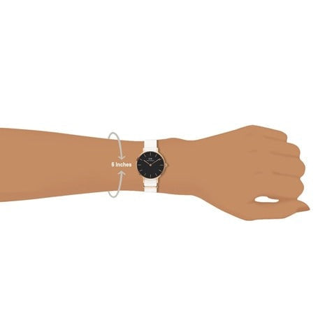 Shop Authentic Daniel Wellington Classic Petite Dover Black Dial White NATO Strap Watch For Women - DW001000314 - Luxxuri