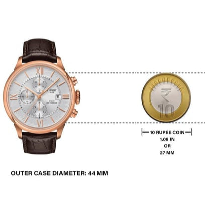 Shop Authentic Tissot Des Tourelles Chronograph Silver Dial Brown Leather Strap Watch For Men - T099.427.36.038.00 - Luxxuri