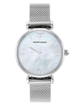 Shop Authentic Emporio Armani Gianni T Bar Mother of Pearl Dial Silver Steel Strap Watch For Women - AR1955 - Luxxuri