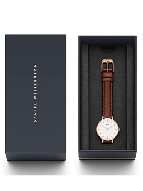 Shop Authentic Daniel Wellington Classic Petite St Mawes White Dial Brown Leather Strap Watch For Women - DW00100231 - Luxxuri
