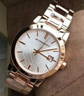 Shop Authentic Burberry The City White Dial Rose Gold Steel Strap Watch for Women - BU9004 - Luxxuri
