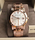 Shop Authentic Burberry The City White Dial Rose Gold Steel Strap Watch for Women - BU9004 - Luxxuri