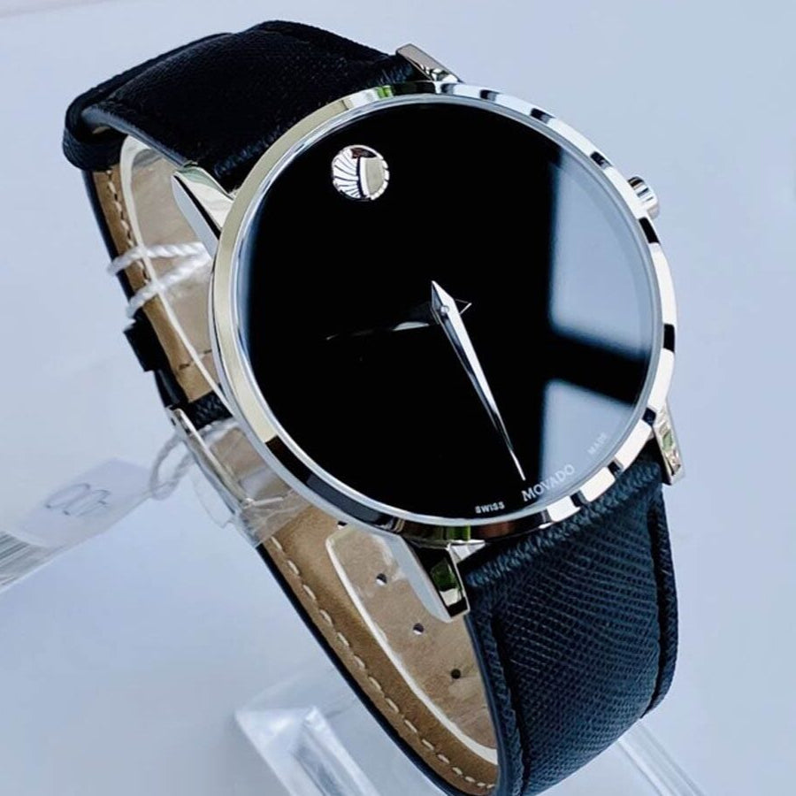 Shop Authentic Movado Museum Classic Black Dial Black Leather Strap Watch for Men - 0607194 - Luxxuri