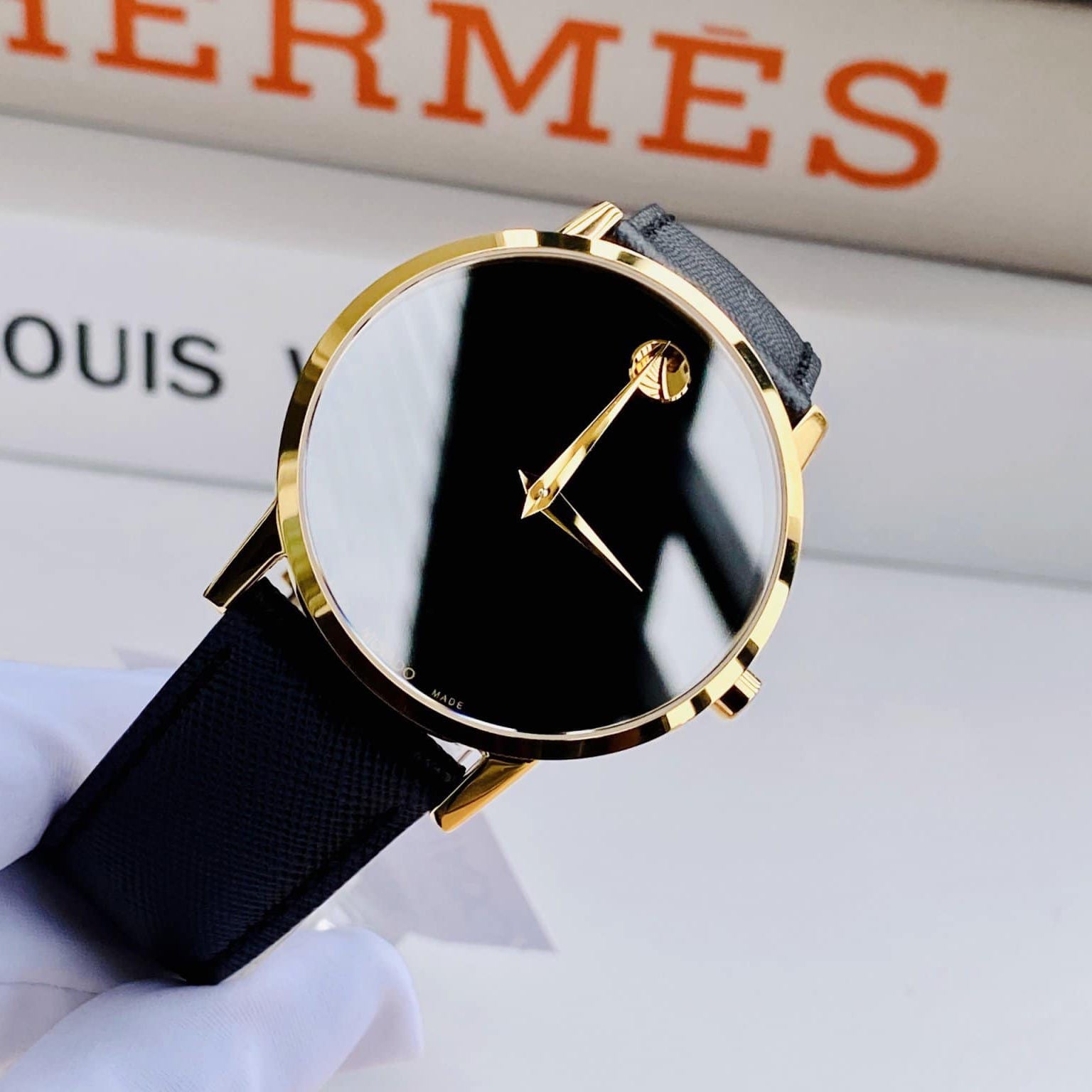 Shop Authentic Movado Museum Classic Quartz Black Dial Black Leather Strap Watch for Men - 0607195 - Luxxuri