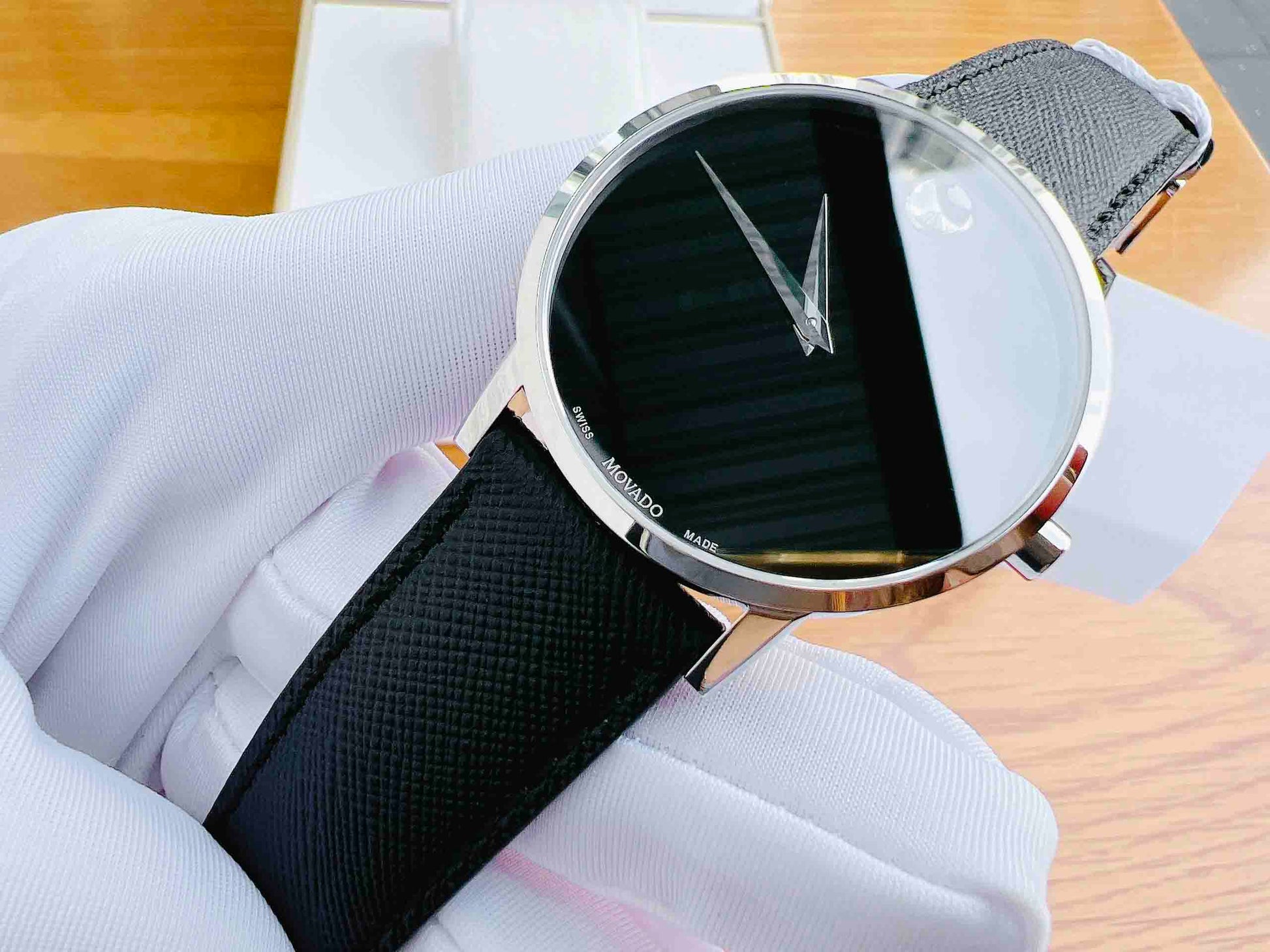 Shop Authentic Movado Museum Classic Black Dial Black Leather Strap Watch for Men - 0607194 - Luxxuri