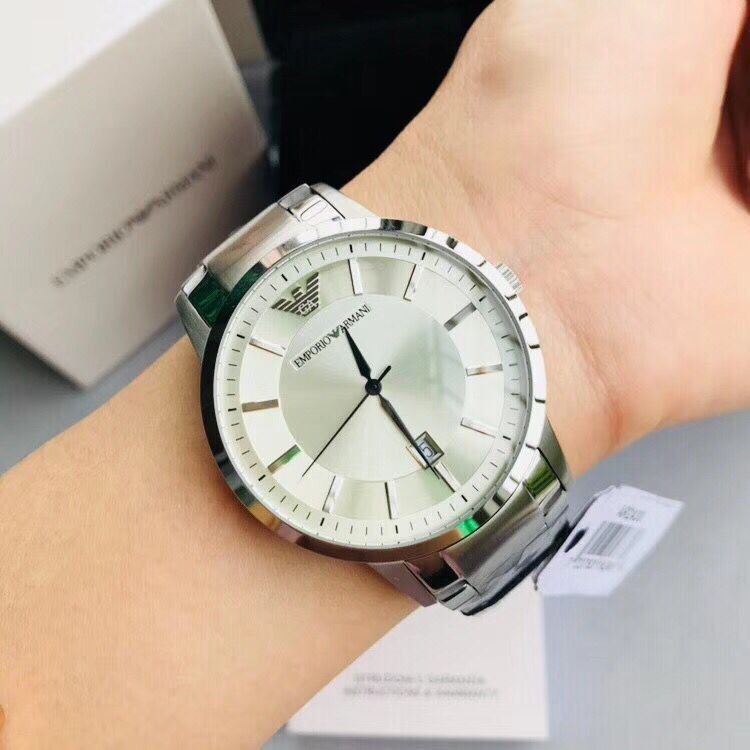 Shop Authentic Emporio Armani Classic Quartz White Dial Silver Steel Strap Watch For Men - AR2430 - Luxxuri