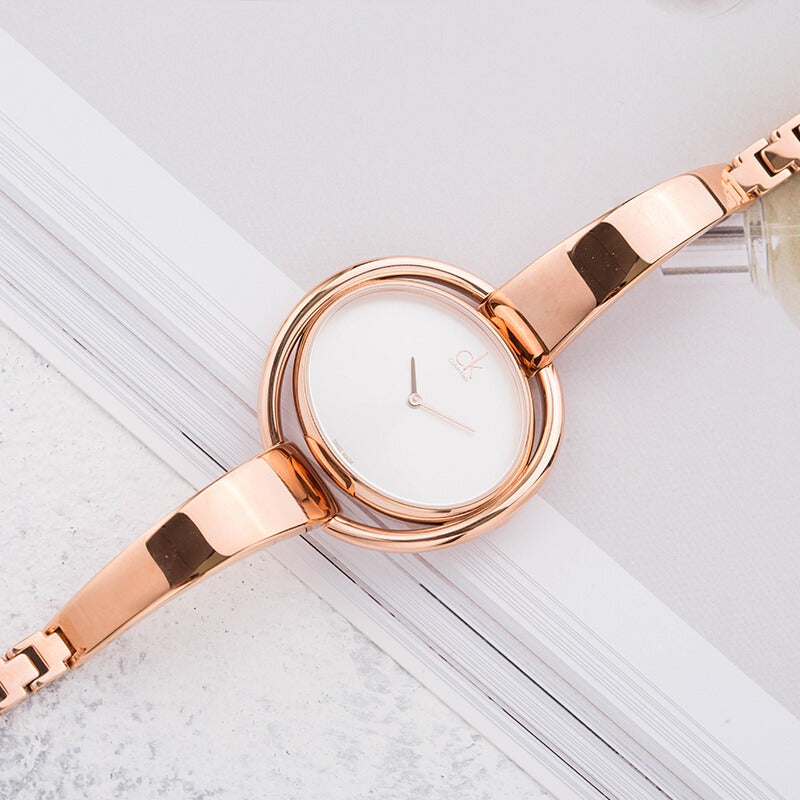 Shop Authentic Calvin Klein Impetuos Silver Dial Rose Gold Steel Strap Watch for Women - K4F2N616 - Luxxuri