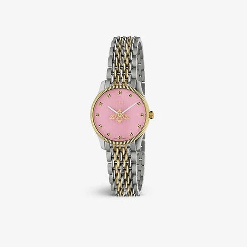 Shop Authentic Gucci G Timeless Quartz Pink Dial Two Tone Steel Strap Watch For Women - YA1265030 - Luxxuri