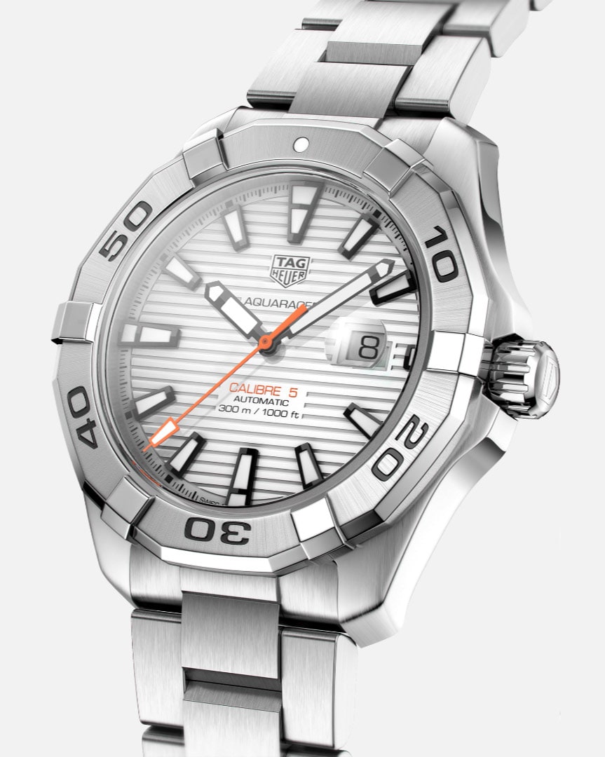 Shop Authentic Tag Heuer Aquaracer Calibre 5 Automatic White Dial Silver Steel Strap Watch for Men - WAY2013.BA0927 - Luxxuri