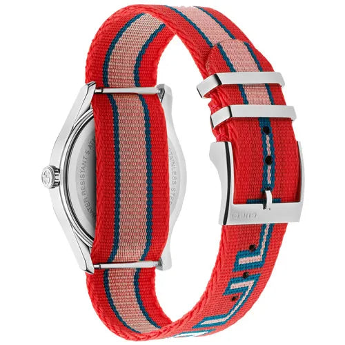 Shop Authentic Gucci G Timeless Quartz Red Dial Two Tone NATO Strap Watch For Men - YA1264070 - Luxxuri