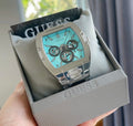 Shop Authentic Guess Phoenix Multi Function Aqua Blue Dial Silver Steel Strap Watch for Men - GW0456G4 - Luxxuri