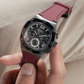 Shop Authentic Guess Headline Multifunction Grey Dial Burgundy Silicone Strap Watch For Men - GW0571G4 - Luxxuri