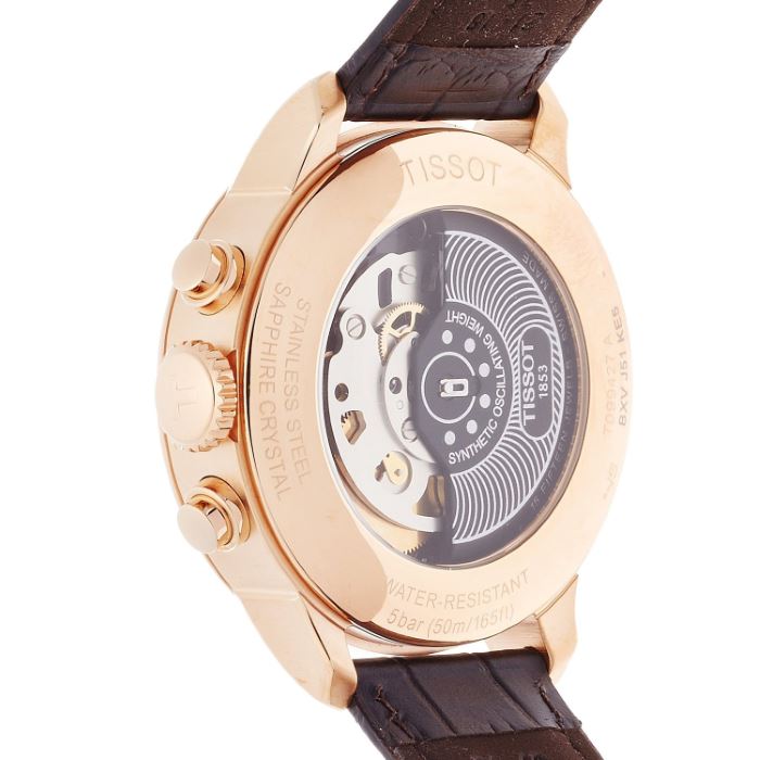 Shop Authentic Tissot Des Tourelles Chronograph Silver Dial Brown Leather Strap Watch For Men - T099.427.36.038.00 - Luxxuri