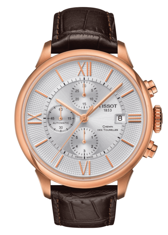 Shop Authentic Tissot Des Tourelles Chronograph Silver Dial Brown Leather Strap Watch For Men - T099.427.36.038.00 - Luxxuri