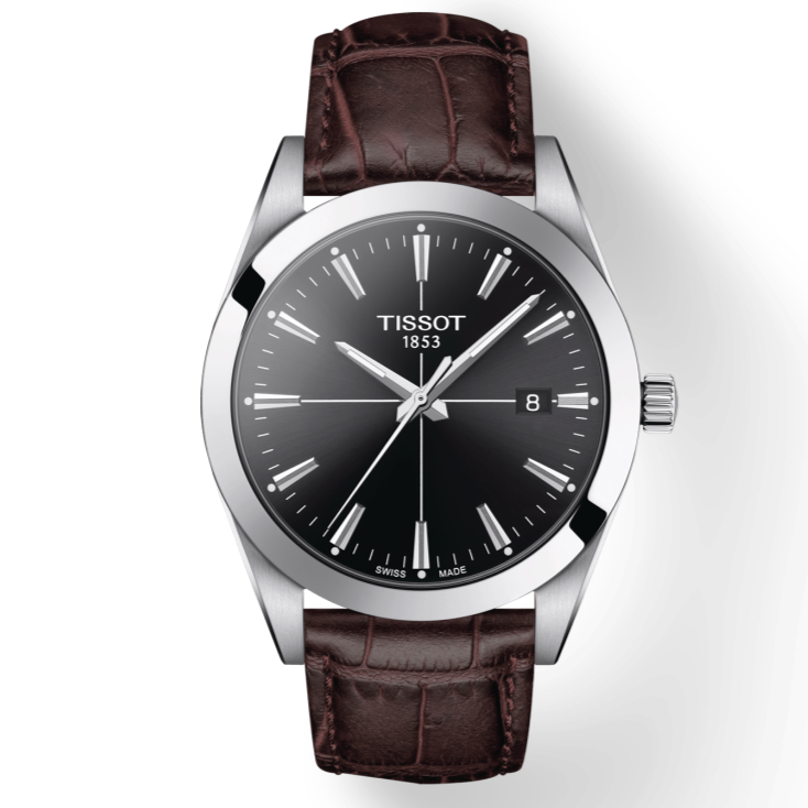 Shop Authentic Tissot Gentlemen Black Dial Brown Leather Strap Watch for Men - T127.410.16.051.01 - Luxxuri