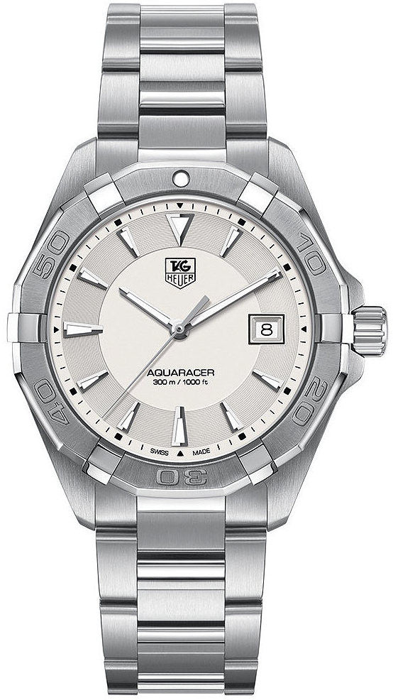 Tag Heuer Aquaracer Quartz White Dial Silver Steel Strap Watch for Men - WAY1111.BA0928