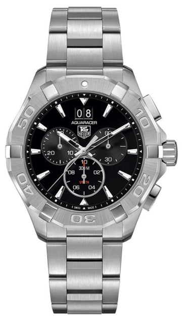 Shop Authentic Tag Heuer Aquaracer Chronograph Black Dial Silver Steel Strap Watch for Men - CAY1110.BA0927 - Luxxuri