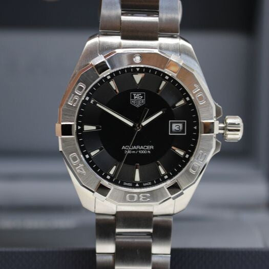 Shop Authentic Tag Heuer Aquaracer Quartz Black Dial Silver Steel Strap Watch for Men - WAY1110.BA0928 - Luxxuri