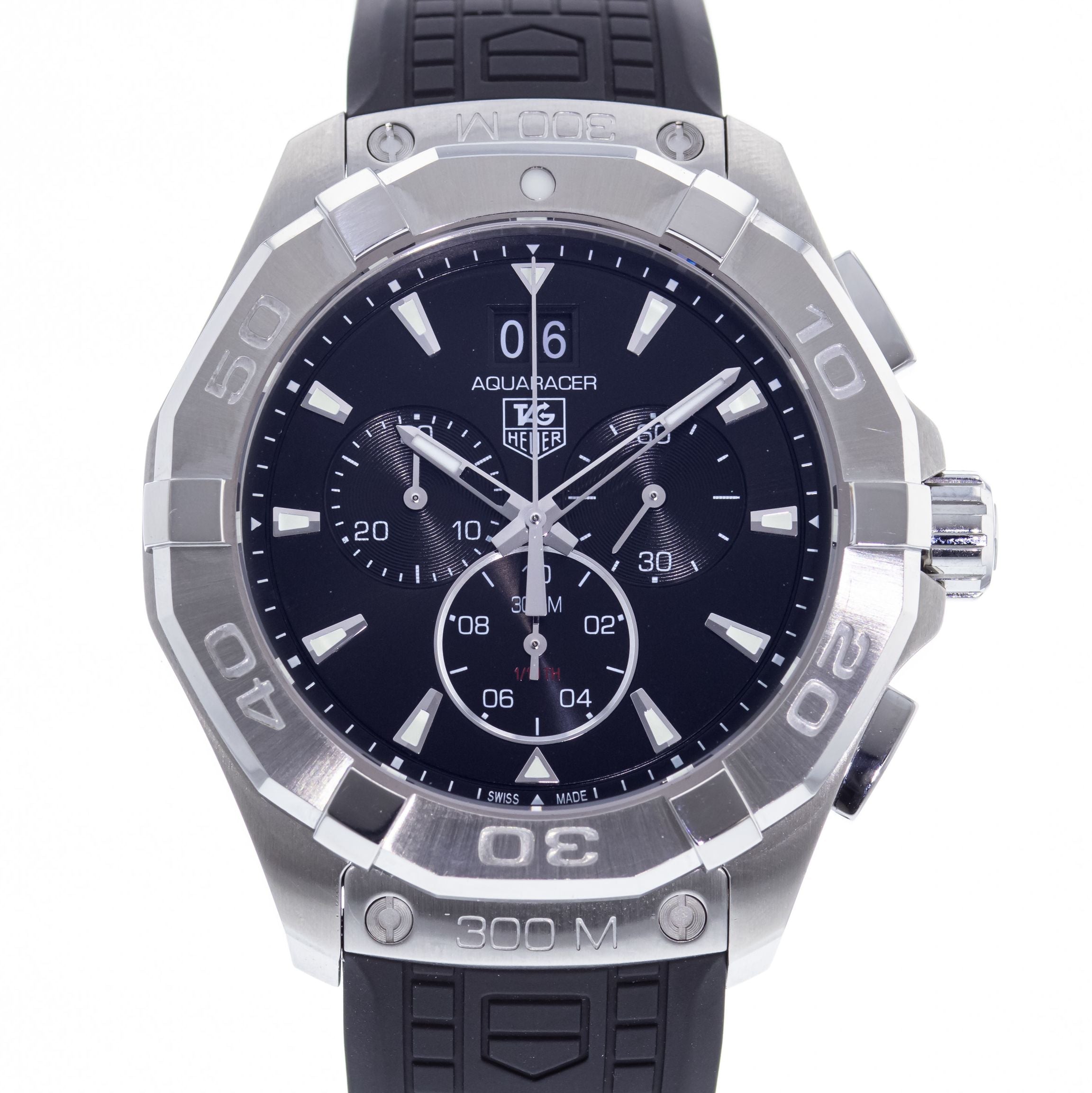 Tag Heuer Aquaracer Chronograph Black Dial Black Rubber Strap Watch for Men - CAY1110.FT6041