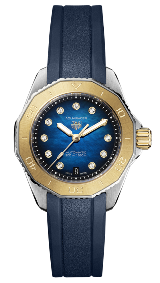 Tag Heuer Aquaracer Professional 200 Automatic Diamonds Blue Dial Blue Rubber Strap Watch for Women - WBP2450.FT6215